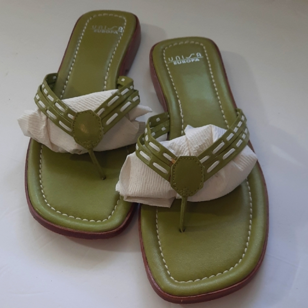 Unisa Green Sandals Slip-On Square Toe
